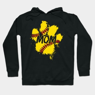 Softball Dog Paw Print Funny Mom Mothers Gift Hoodie